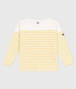 Petit Bateau Sweatshirts, Pullover, Cardigans|Sweatshirts, Pullover, Cardigans*Langärmeliges Kinder-T-Shirt weiss MARSHMALLOW/ ORGE
