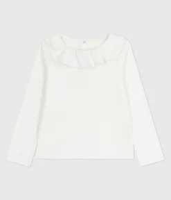 Petit Bateau T-Shirts, Tops, Oberteile*Langärmeliges Kinder-T-Shirt aus einfarbiger Baumwolle weiss MARSHMALLOW