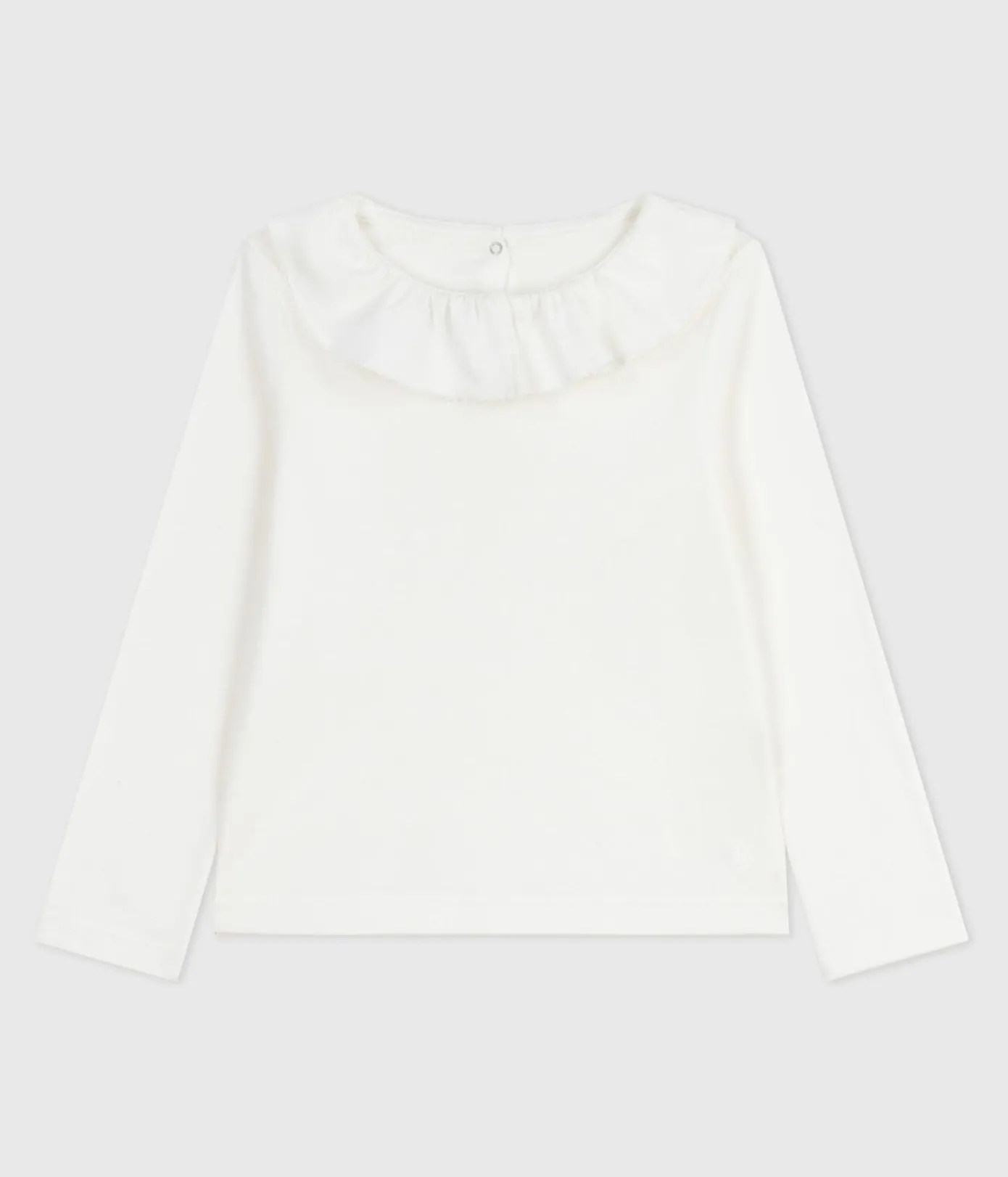 Petit Bateau T-Shirts, Tops, Oberteile*Langärmeliges Kinder-T-Shirt aus einfarbiger Baumwolle weiss MARSHMALLOW