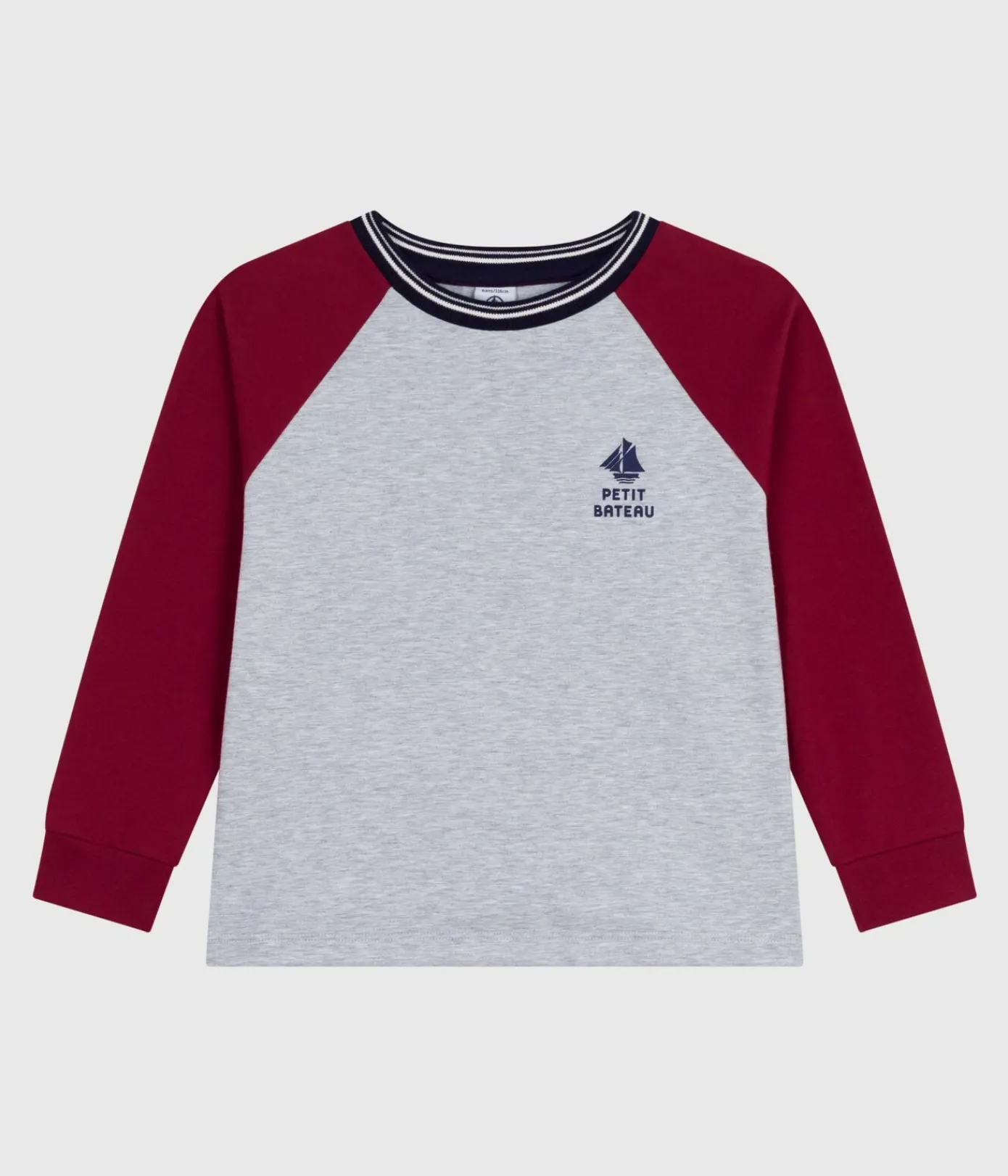 Petit Bateau T-Shirts, Poloshirts, Hemden*Langärmeliges Kinder-T-Shirt aus einfarbiger Baumwolle grau FUMEE/ AMARANTE