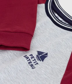 Petit Bateau T-Shirts, Poloshirts, Hemden*Langärmeliges Kinder-T-Shirt aus einfarbiger Baumwolle grau FUMEE/ AMARANTE