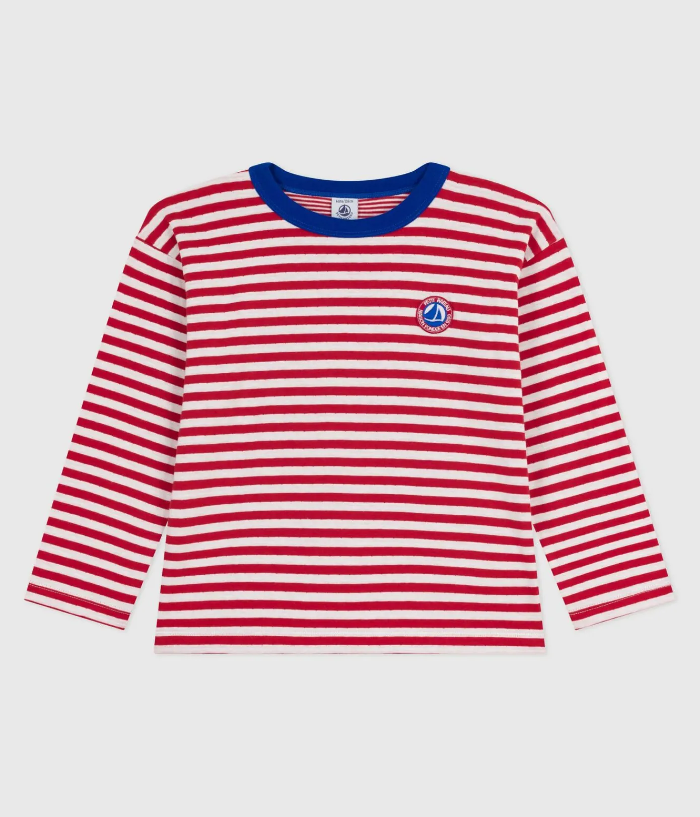 Petit Bateau T-Shirts, Poloshirts, Hemden*Langärmeliges Kinder-T-Shirt aus Baumwolle mit Streifen ROT POMPEI/ MILK