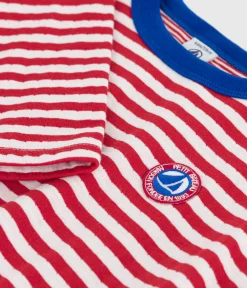 Petit Bateau T-Shirts, Poloshirts, Hemden*Langärmeliges Kinder-T-Shirt aus Baumwolle mit Streifen ROT POMPEI/ MILK