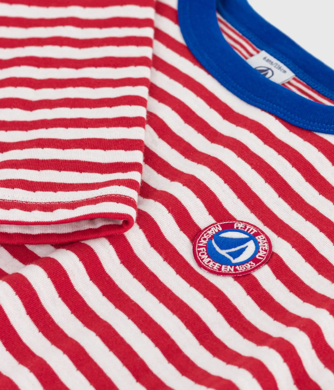 Petit Bateau T-Shirts, Poloshirts, Hemden*Langärmeliges Kinder-T-Shirt aus Baumwolle mit Streifen ROT POMPEI/ MILK