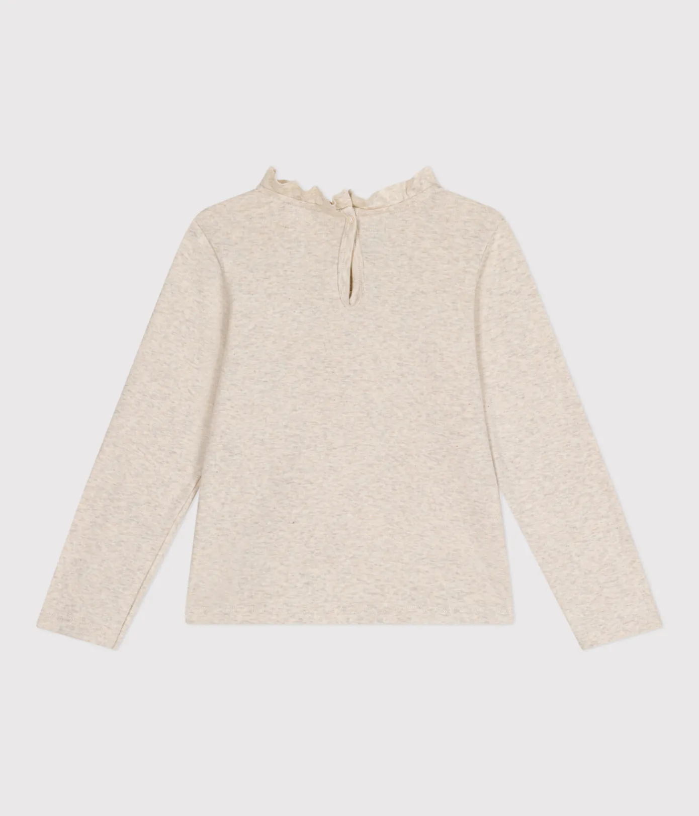 Petit Bateau T-Shirts, Tops, Oberteile*Langärmeliges Kinder-T-Shirt aus Rippstrick für Mädchen beige MONTELIMAR CHINE