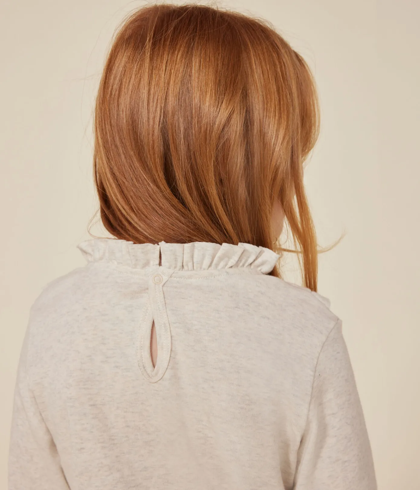Petit Bateau T-Shirts, Tops, Oberteile*Langärmeliges Kinder-T-Shirt aus Rippstrick für Mädchen beige MONTELIMAR CHINE
