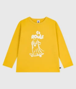 Petit Bateau T-Shirts, Poloshirts, Hemden*Langärmeliges Kinder-T-Shirt aus bedruckter Baumwolle gelb NAPLES