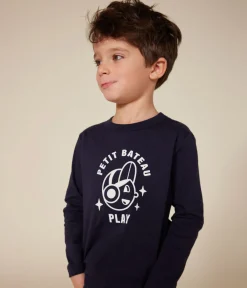 Petit Bateau T-Shirts, Poloshirts, Hemden*Langärmeliges Kinder-T-Shirt aus feinem Jersey für Jungen blau SMOKING