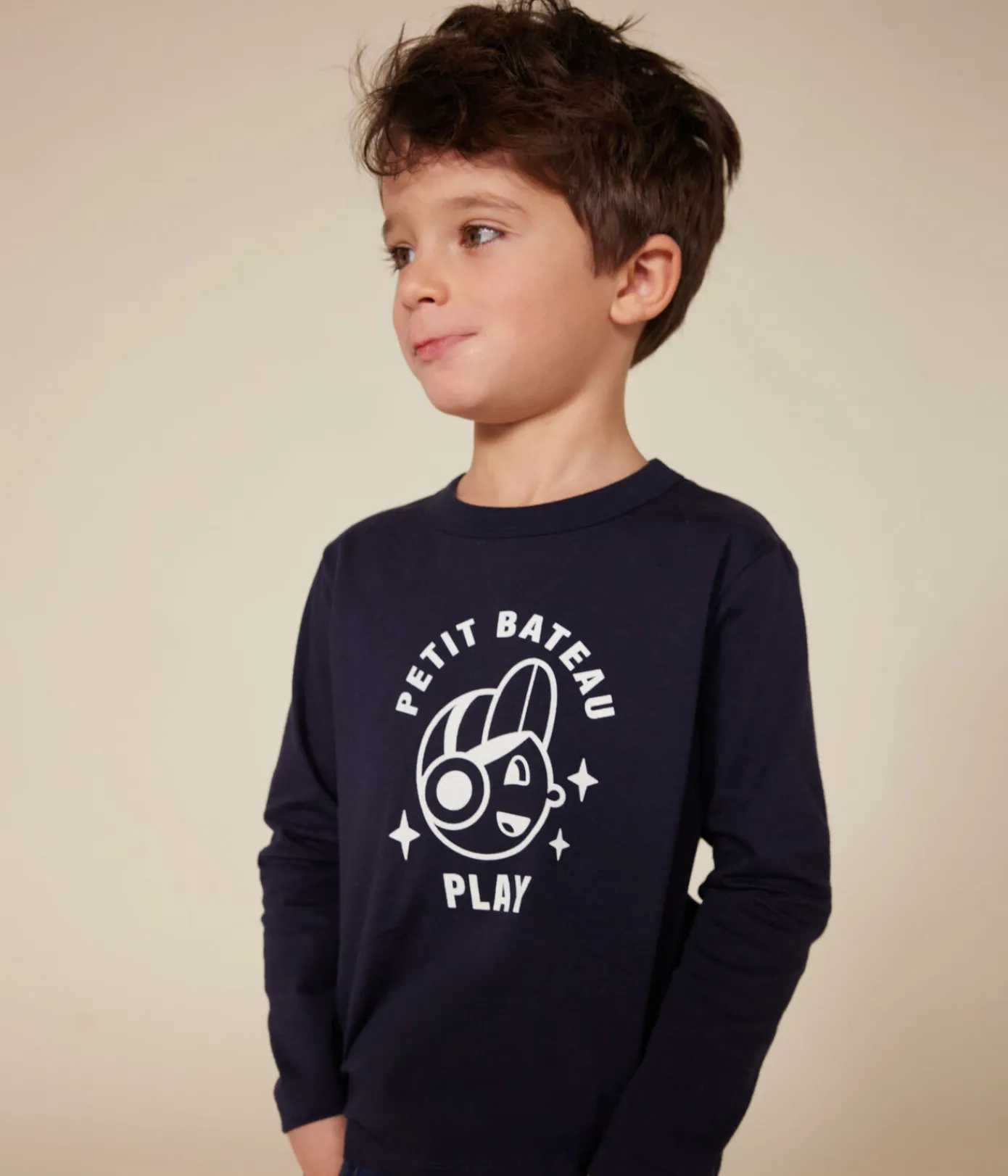 Petit Bateau T-Shirts, Poloshirts, Hemden*Langärmeliges Kinder-T-Shirt aus feinem Jersey für Jungen blau SMOKING