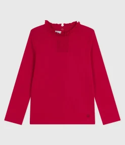 Petit Bateau T-Shirts, Tops, Oberteile*Langärmeliges Kinder-T-Shirt aus einfarbiger Baumwolle ROT TERKUIT
