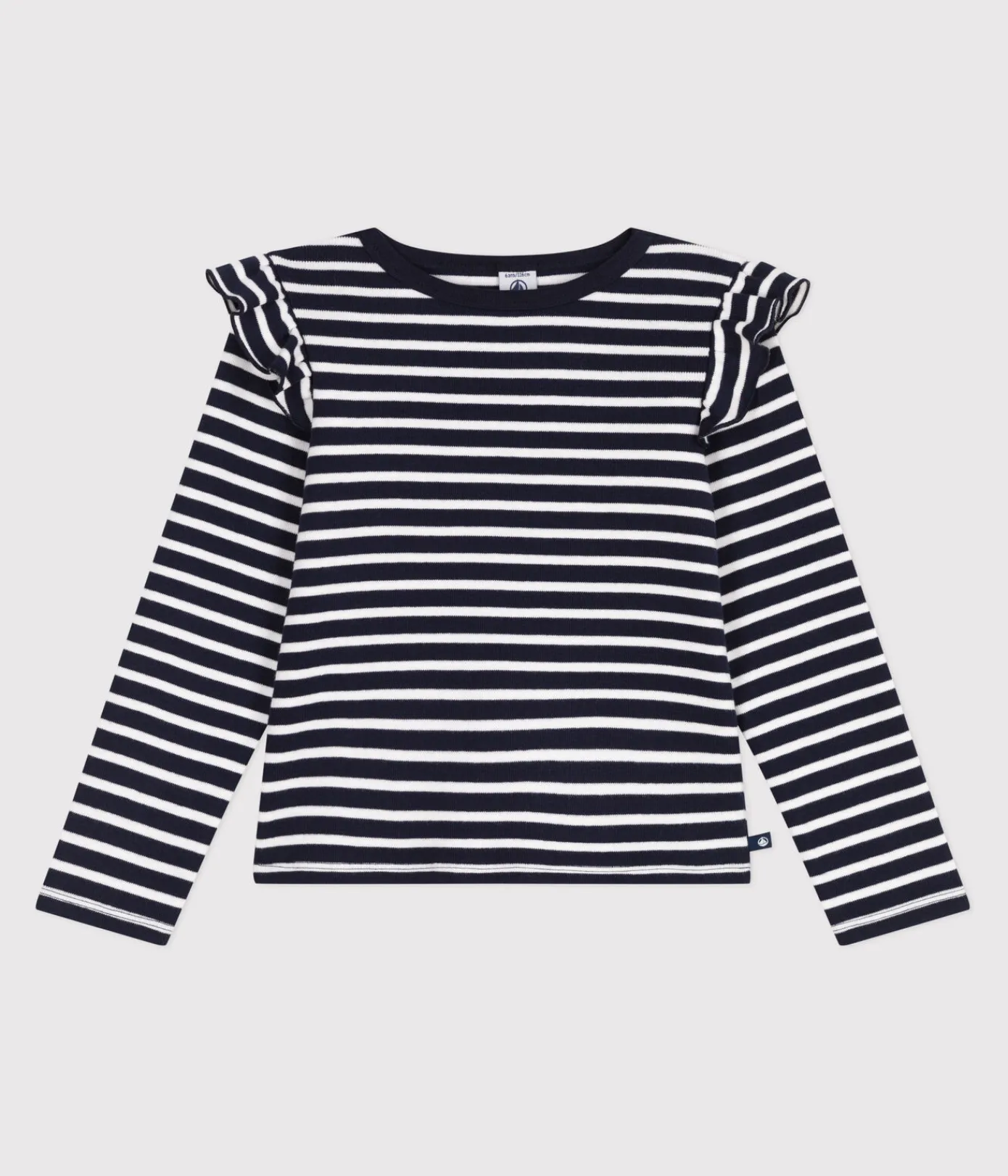 Petit Bateau T-Shirts, Tops, Oberteile*Langärmeliges Kinder-T-Shirt aus Baumwolle mit Streifen blau SMOKING/weiss MARSHMALLOW