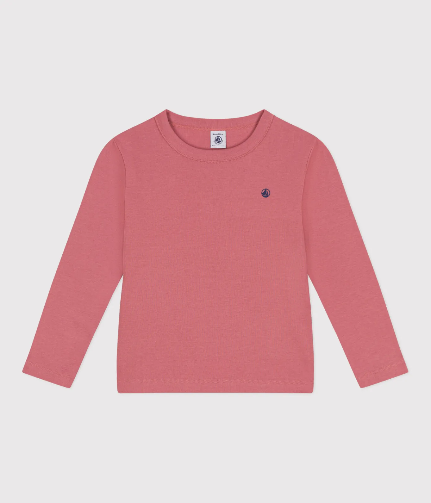 Petit Bateau T-Shirts, Tops, Oberteile*Langärmeliges Kinder-T-Shirt aus Rippstrick für Mädchen und Jungen rosa ROSEWOOD
