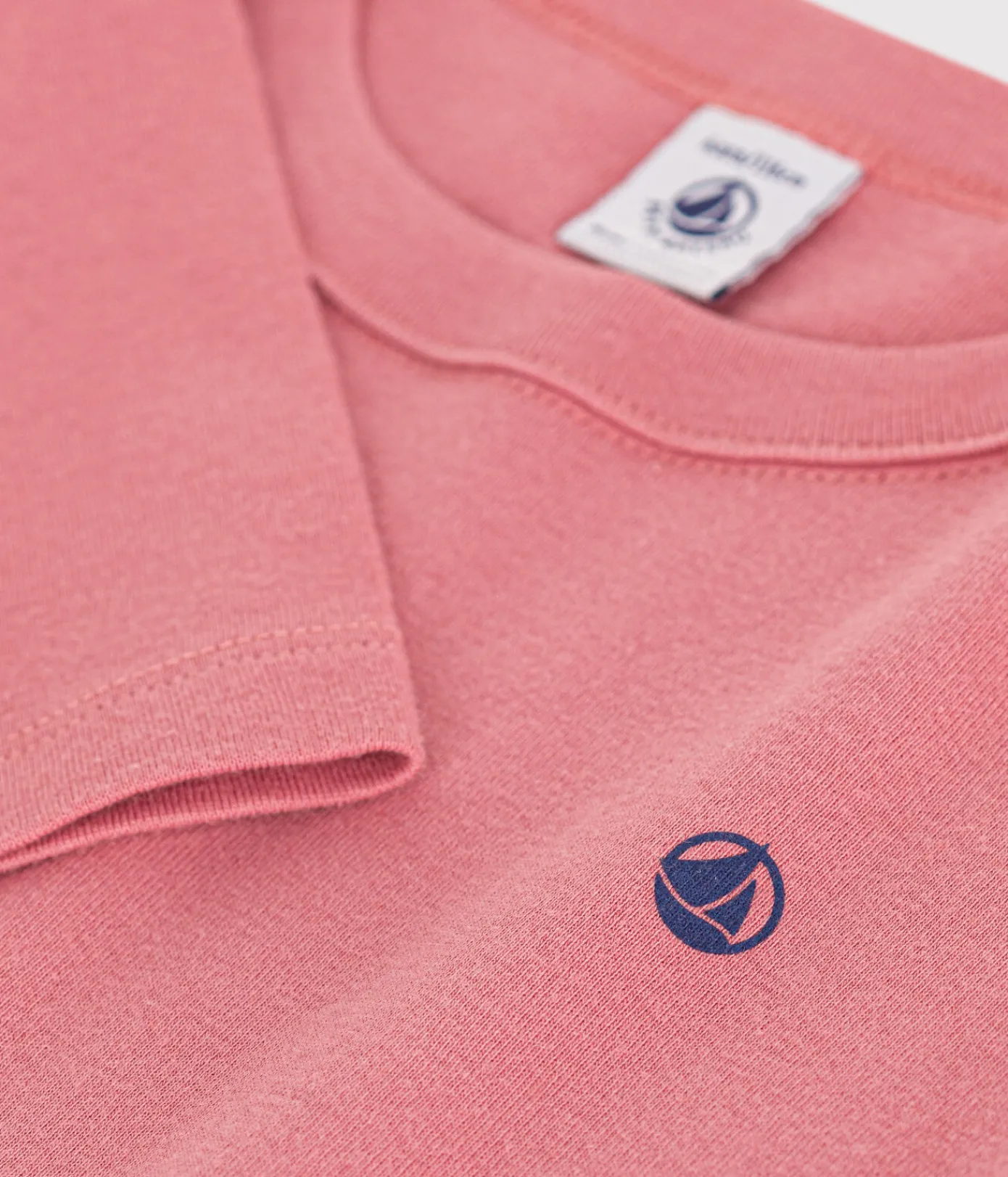 Petit Bateau T-Shirts, Tops, Oberteile*Langärmeliges Kinder-T-Shirt aus Rippstrick für Mädchen und Jungen rosa ROSEWOOD