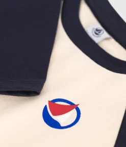Petit Bateau T-Shirts, Poloshirts, Hemden*Langärmeliges Kinder-T-Shirt aus feinem Jersey für Jungen weiss AVALANCHE/blau SMOKING