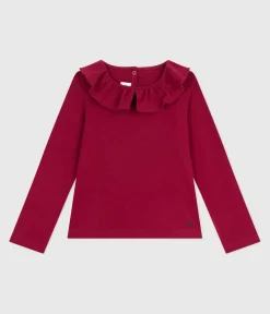 Petit Bateau T-Shirts, Tops, Oberteile*Langärmeliges Kinder-T-Shirt aus einfarbiger Baumwolle AMARANTE