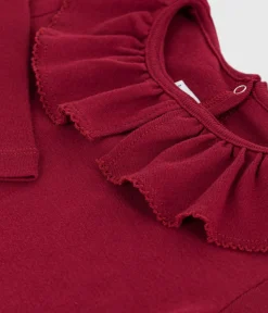 Petit Bateau T-Shirts, Tops, Oberteile*Langärmeliges Kinder-T-Shirt aus einfarbiger Baumwolle AMARANTE