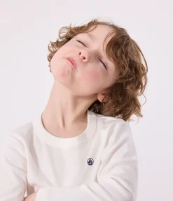 Petit Bateau T-Shirts, Poloshirts, Hemden|T-Shirts, Tops, Oberteile*Langärmeliges Kinder-T-Shirt aus Rippstrick für Mädchen und Jungen weiss MARSHMALLOW