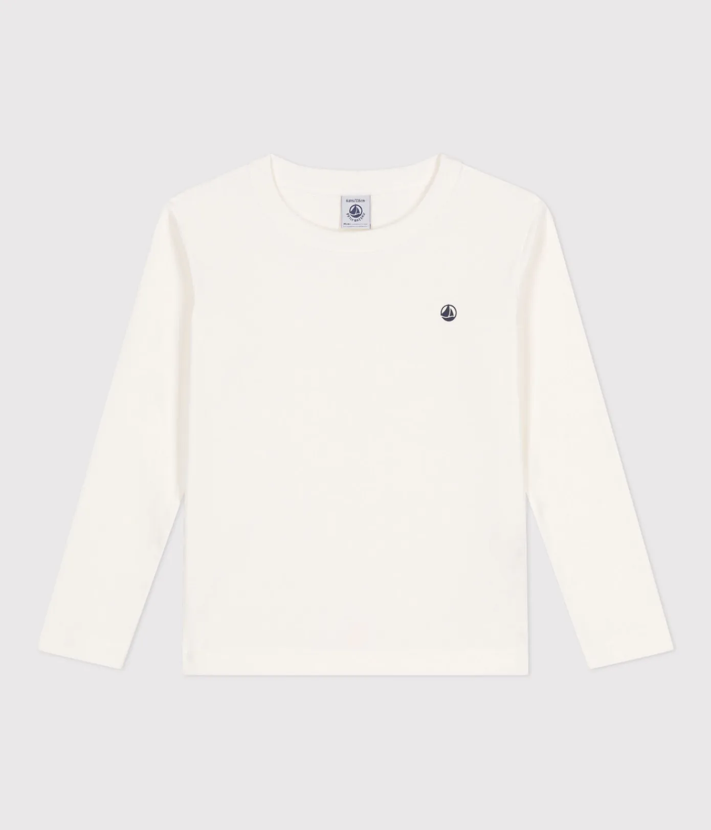 Petit Bateau T-Shirts, Poloshirts, Hemden|T-Shirts, Tops, Oberteile*Langärmeliges Kinder-T-Shirt aus Rippstrick für Mädchen und Jungen weiss MARSHMALLOW