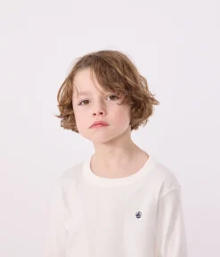 Petit Bateau T-Shirts, Poloshirts, Hemden|T-Shirts, Tops, Oberteile*Langärmeliges Kinder-T-Shirt aus Rippstrick für Mädchen und Jungen weiss MARSHMALLOW