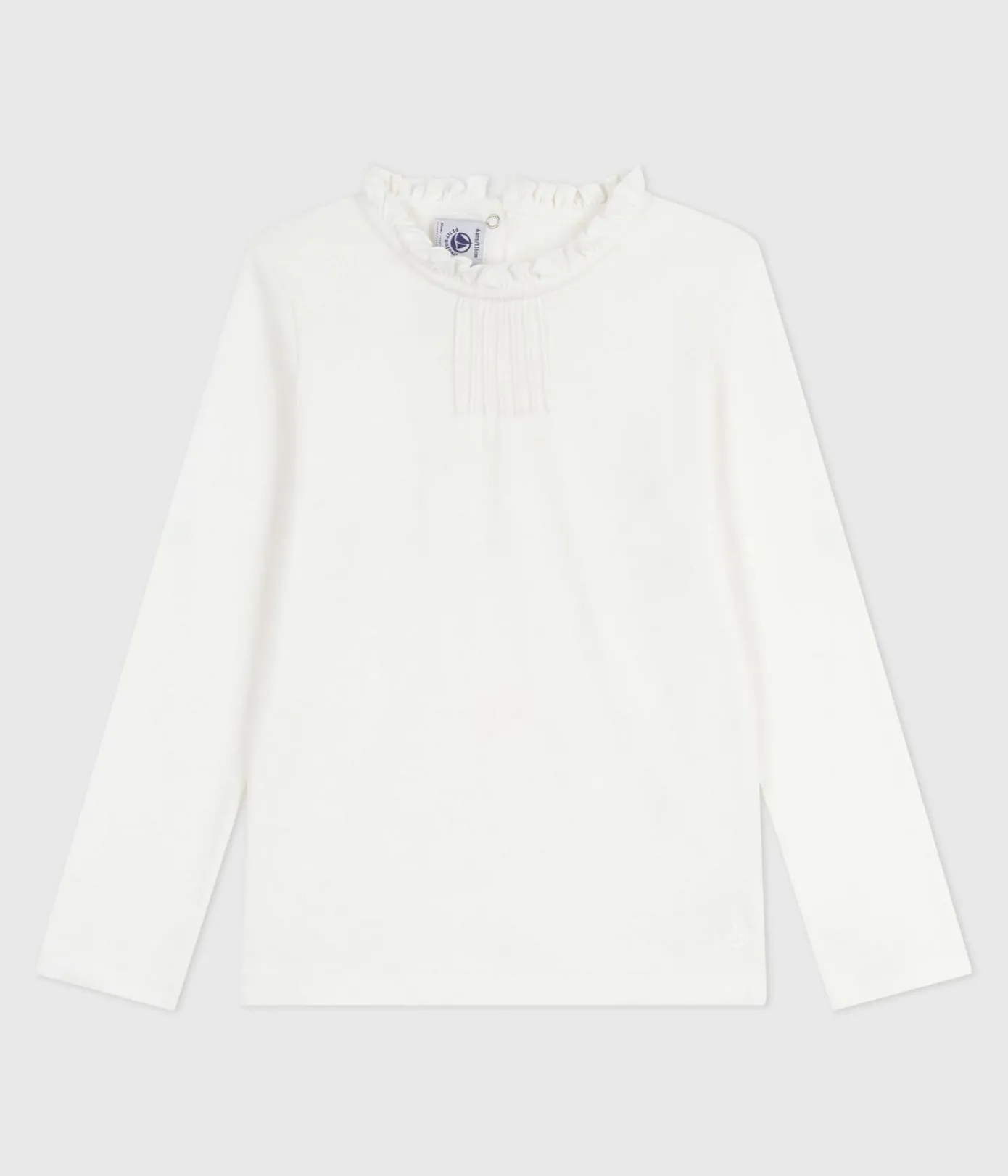 Petit Bateau T-Shirts, Tops, Oberteile*Langärmeliges Kinder-T-Shirt aus einfarbiger Baumwolle weiss MARSHMALLOW