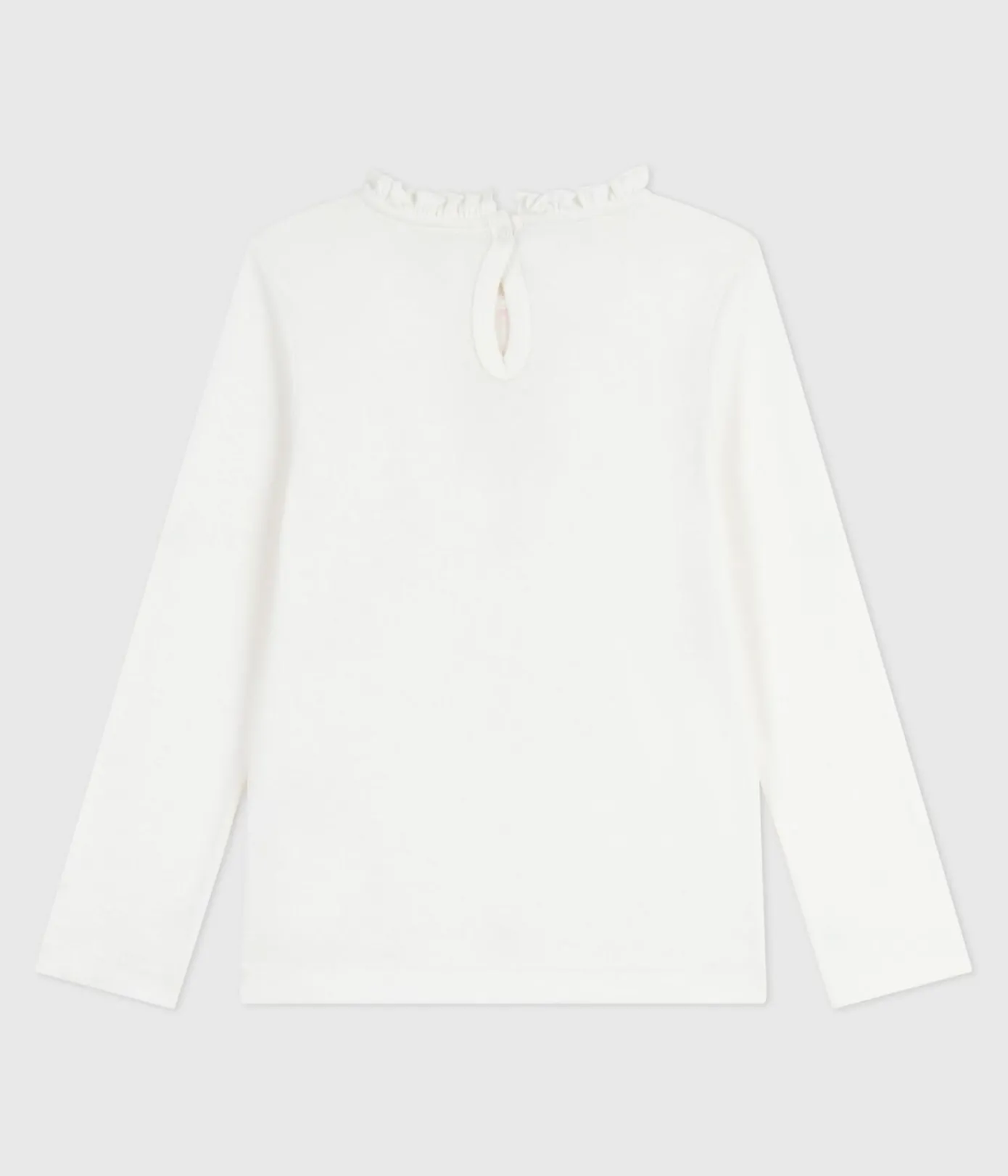 Petit Bateau T-Shirts, Tops, Oberteile*Langärmeliges Kinder-T-Shirt aus einfarbiger Baumwolle weiss MARSHMALLOW
