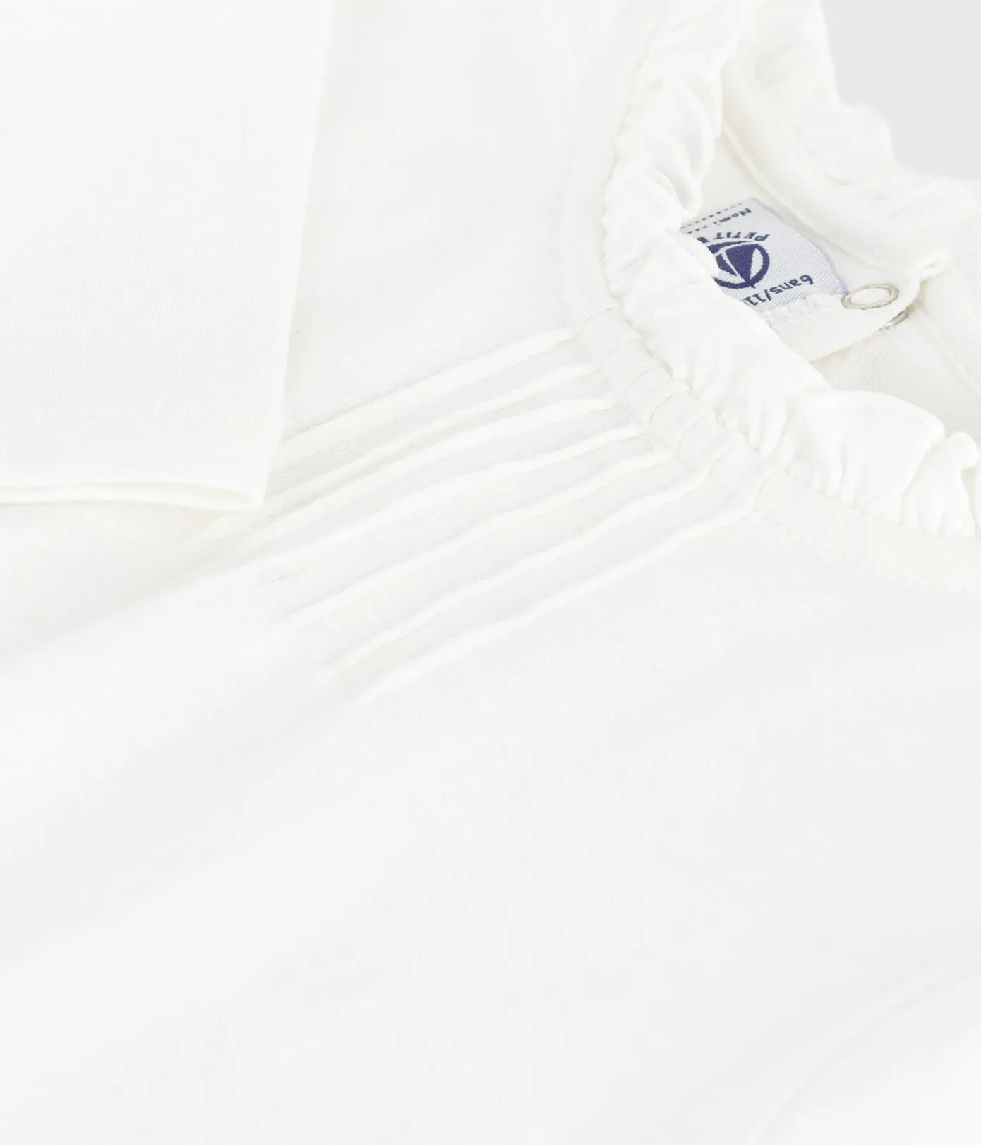 Petit Bateau T-Shirts, Tops, Oberteile*Langärmeliges Kinder-T-Shirt aus einfarbiger Baumwolle weiss MARSHMALLOW