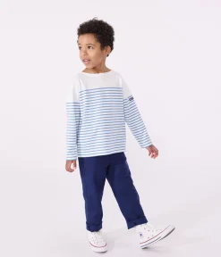Petit Bateau Sweatshirts, Pullover, Cardigans|Sweatshirts, Pullover, Cardigans*Langärmeliges Kinder-T-Shirt weiss MARSHMALLOW/blau ALASKA