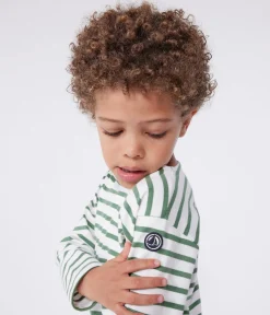 Petit Bateau Sweatshirts, Pullover, Cardigans*Langärmeliges Kinder-Unisex Streifenshirt aus Baumwolle grün MARSHMALLOW/ PALMERAIE