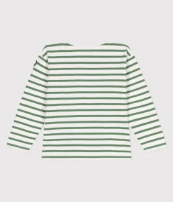 Petit Bateau Sweatshirts, Pullover, Cardigans*Langärmeliges Kinder-Unisex Streifenshirt aus Baumwolle grün MARSHMALLOW/ PALMERAIE