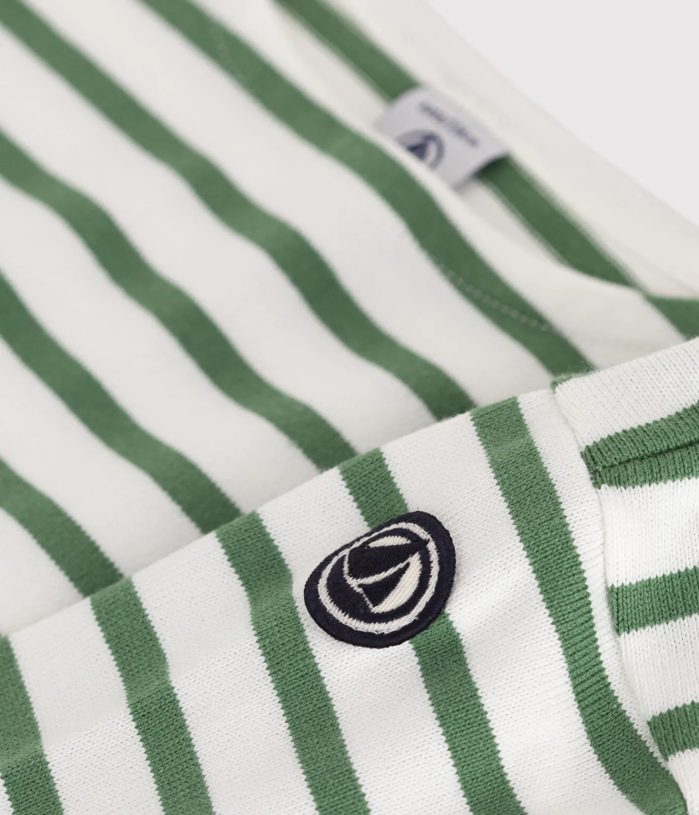 Petit Bateau Sweatshirts, Pullover, Cardigans*Langärmeliges Kinder-Unisex Streifenshirt aus Baumwolle grün MARSHMALLOW/ PALMERAIE