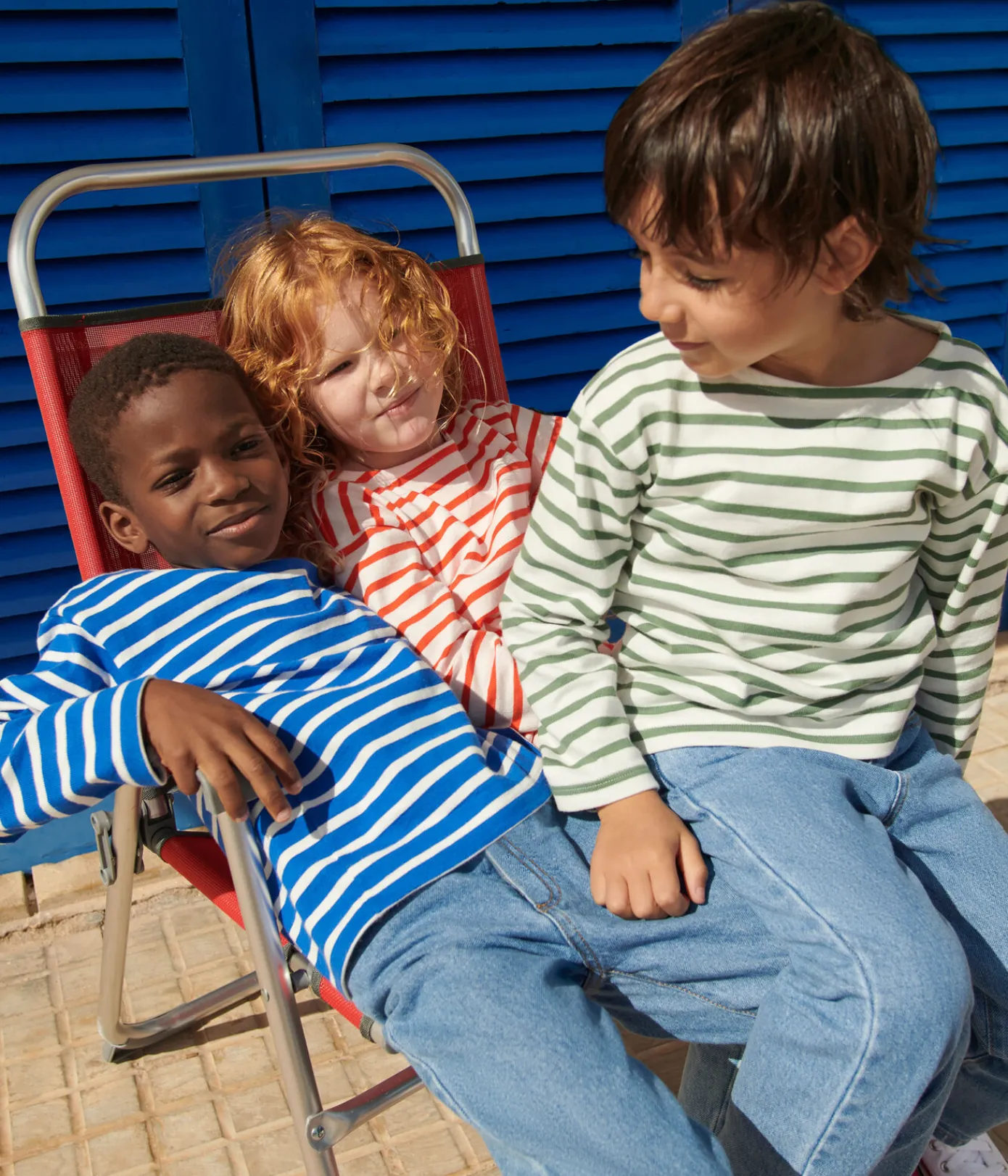 Petit Bateau Sweatshirts, Pullover, Cardigans*Langärmeliges Kinder-Unisex Streifenshirt aus Baumwolle blau PERSE/weiss MARSHMALLOW