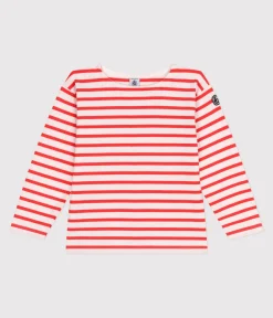 Petit Bateau Sweatshirts, Pullover, Cardigans*Langärmeliges Kinder-Unisex Streifenshirt aus Baumwolle rosa FLEUR/ SPICY