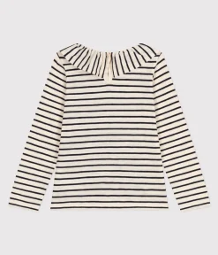 Petit Bateau T-Shirts, Tops, Oberteile*Langärmeliges T-Shirt aus geflammtem Jersey Kinder/Mädchen weiss AVALANCHE/blau SMOKING