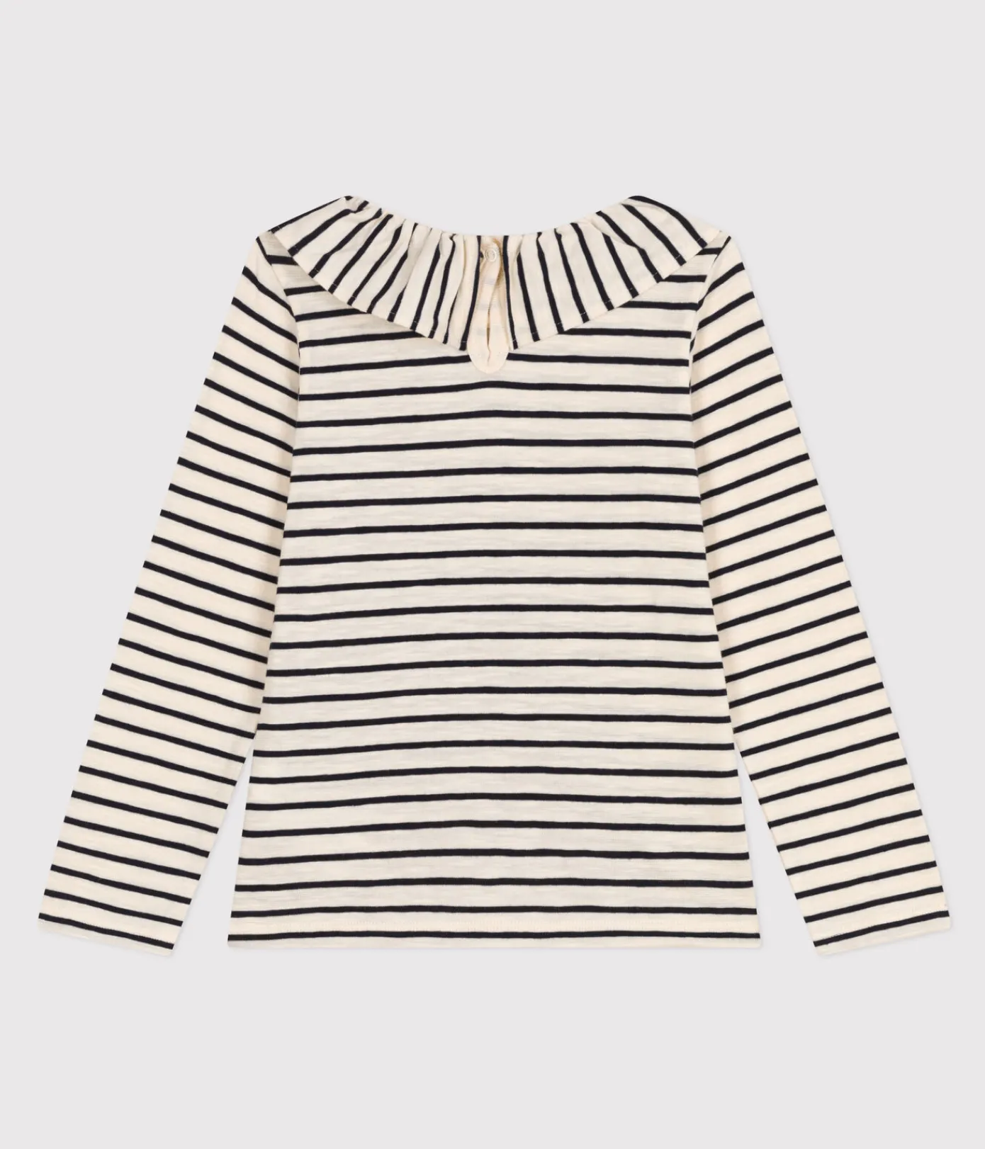 Petit Bateau T-Shirts, Tops, Oberteile*Langärmeliges T-Shirt aus geflammtem Jersey Kinder/Mädchen weiss AVALANCHE/blau SMOKING