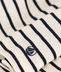 Petit Bateau T-Shirts, Tops, Oberteile*Langärmeliges T-Shirt aus geflammtem Jersey Kinder/Mädchen weiss AVALANCHE/blau SMOKING