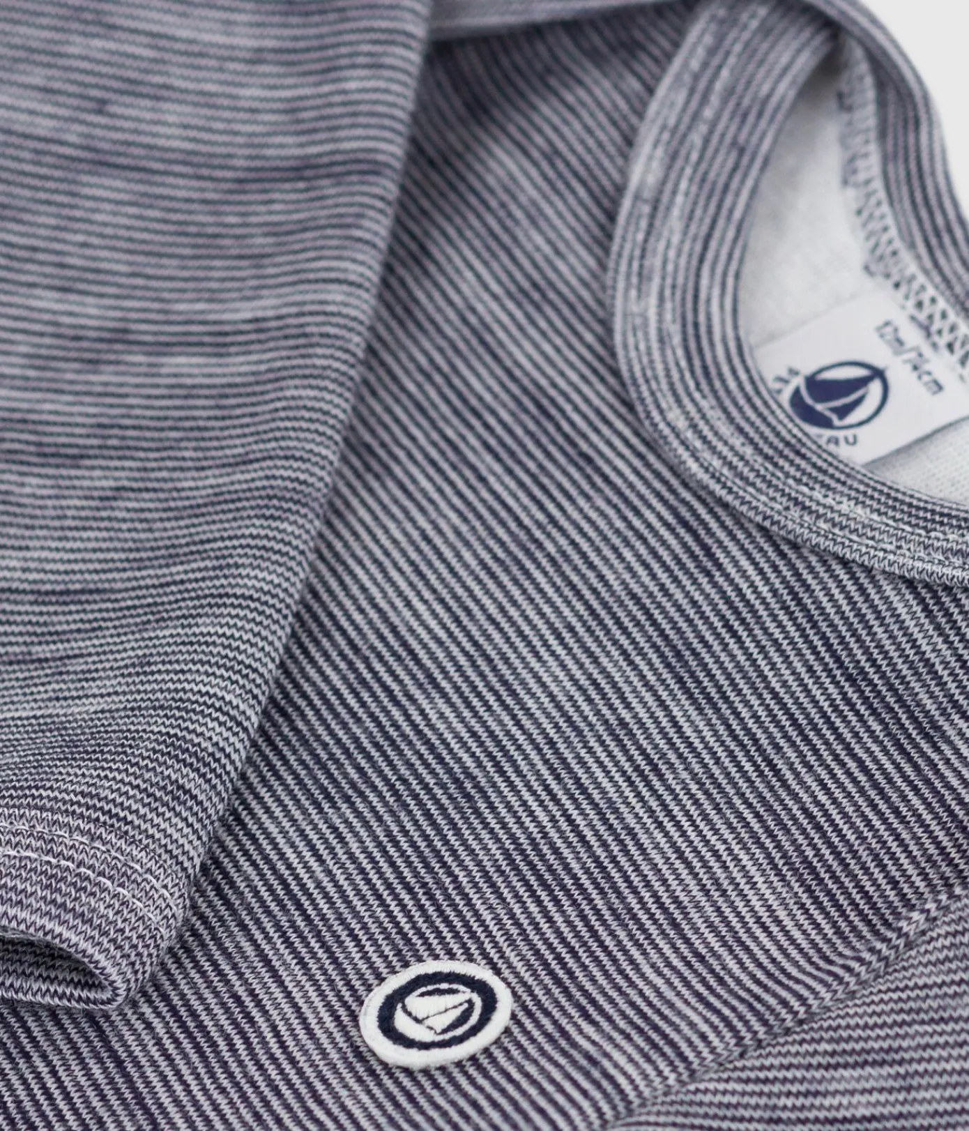 Petit Bateau Bodys*Langärmliger Baby-Body aus Wolle und Baumwolle blau SOIR/ MARSHMALLOW