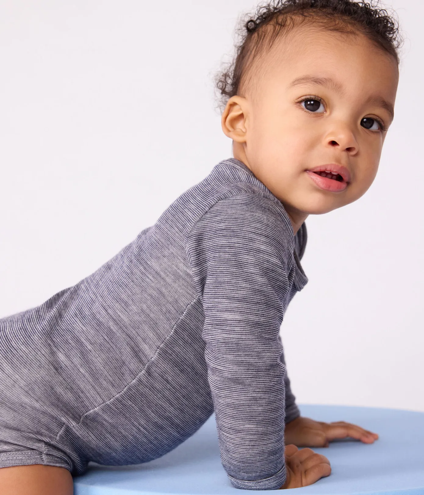 Petit Bateau Bodys*Langärmliger Baby-Body aus Wolle und Baumwolle blau SOIR/ MARSHMALLOW