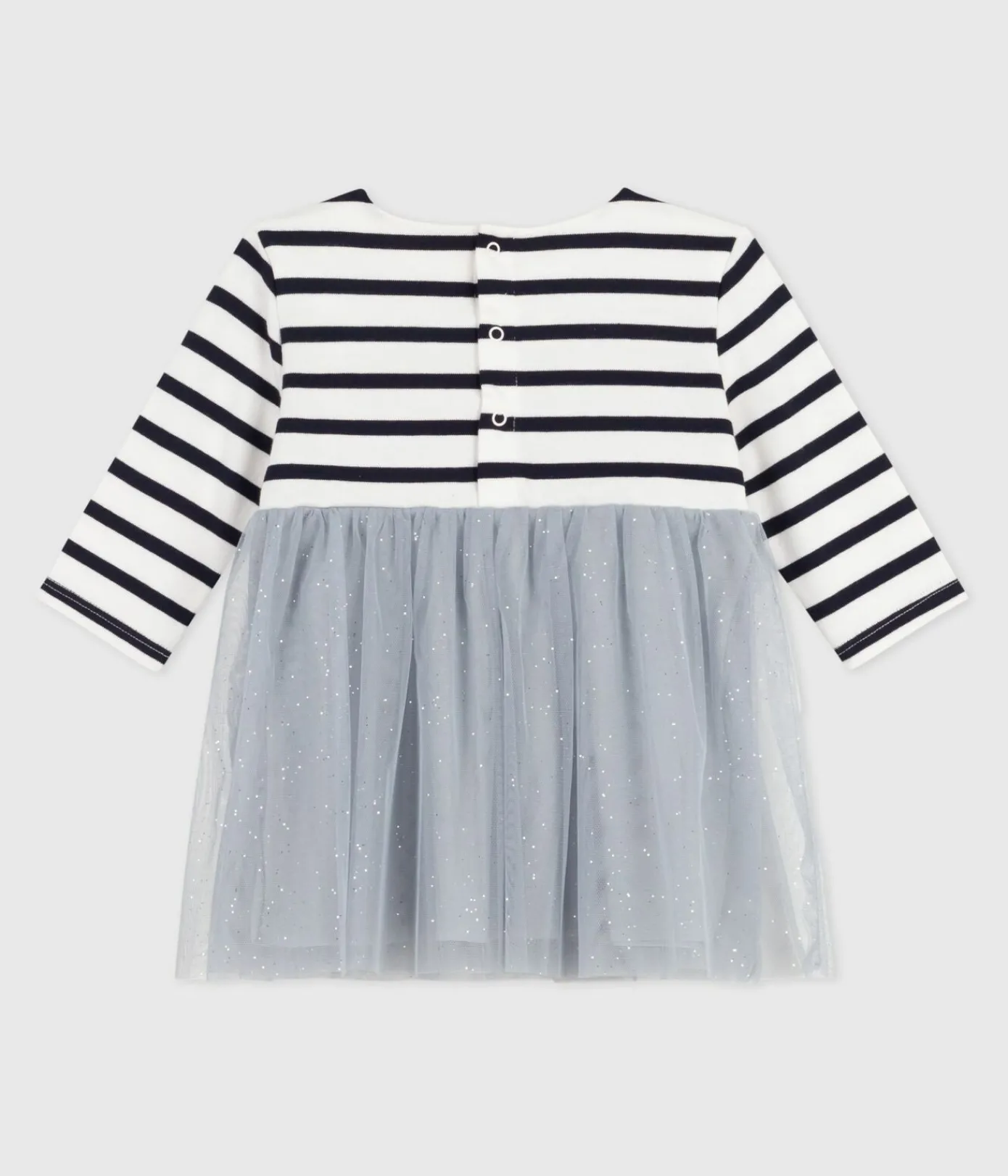Petit Bateau Kleider*Langärmliges Kleid aus zwei Stoffen CO2/ MULTICO