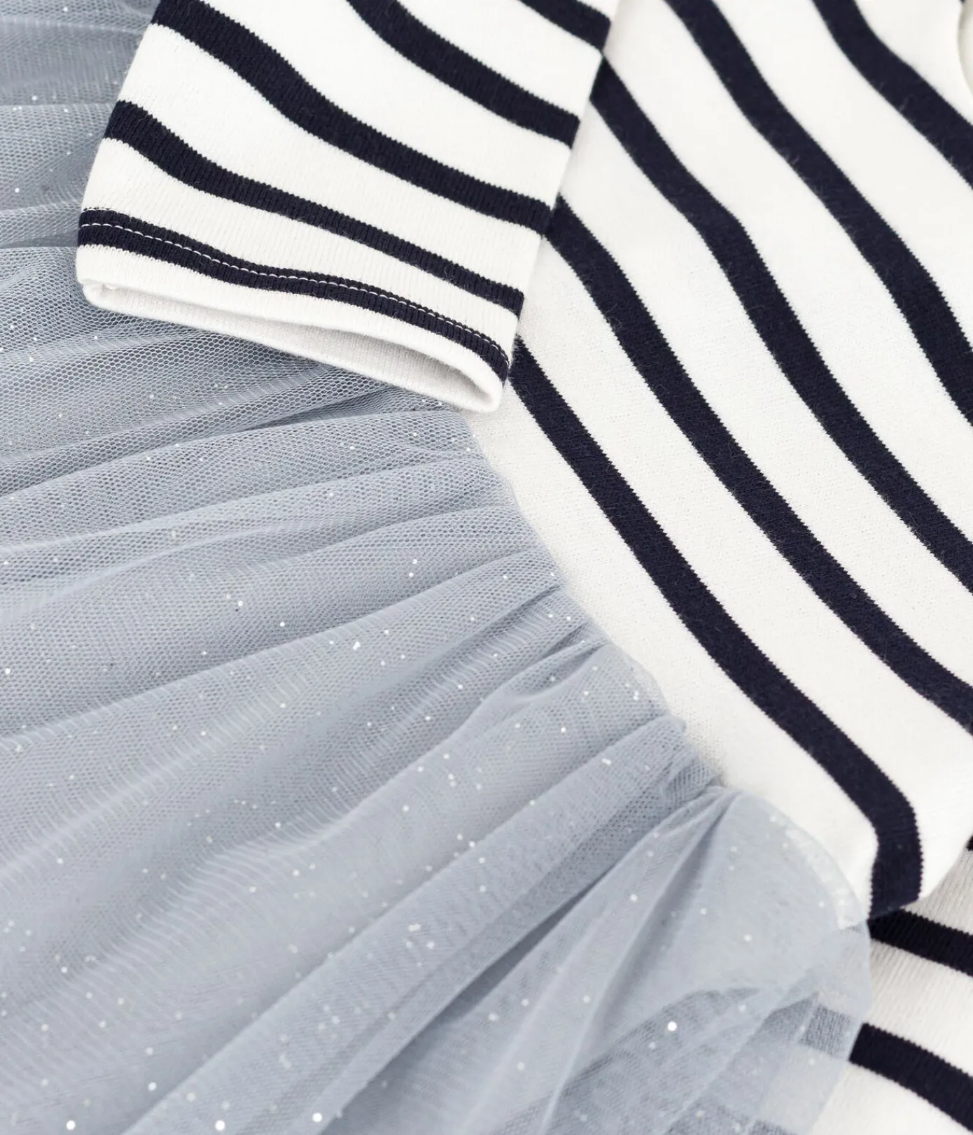 Petit Bateau Kleider*Langärmliges Kleid aus zwei Stoffen CO2/ MULTICO