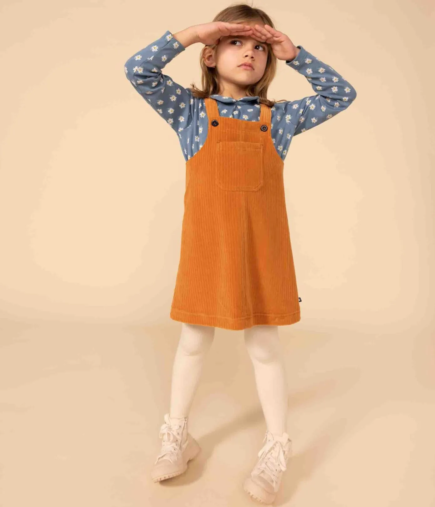 Petit Bateau Kleider, Röcke*Latzkleid aus Cord für Mädchen braun ECUREUIL