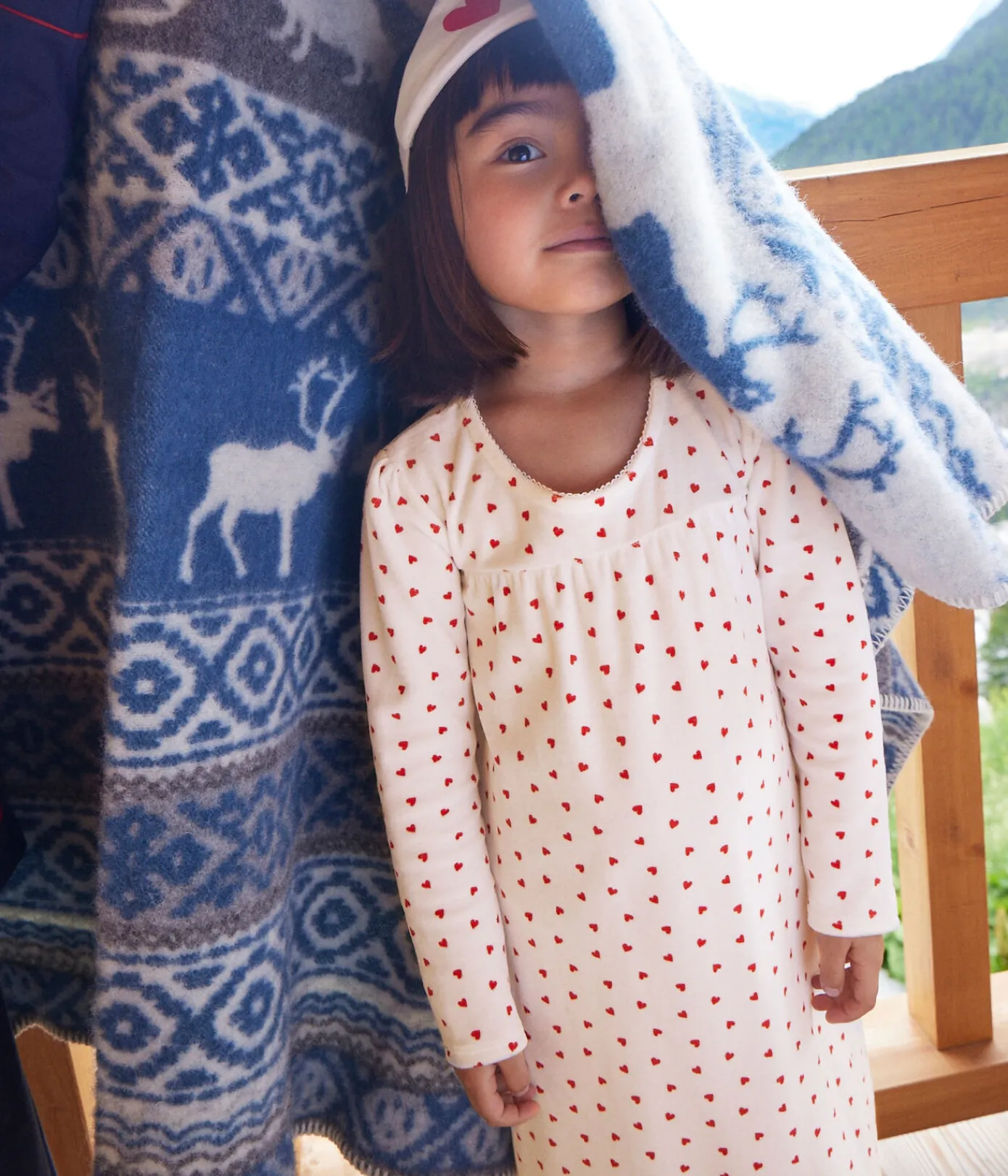 Petit Bateau Schlafanzüge, Nachthemden*Nachthemd aus Nicki und Tiara mit Herzmotiv für Mädchen weiss MARSHMALLOW/ROT TERKUIT