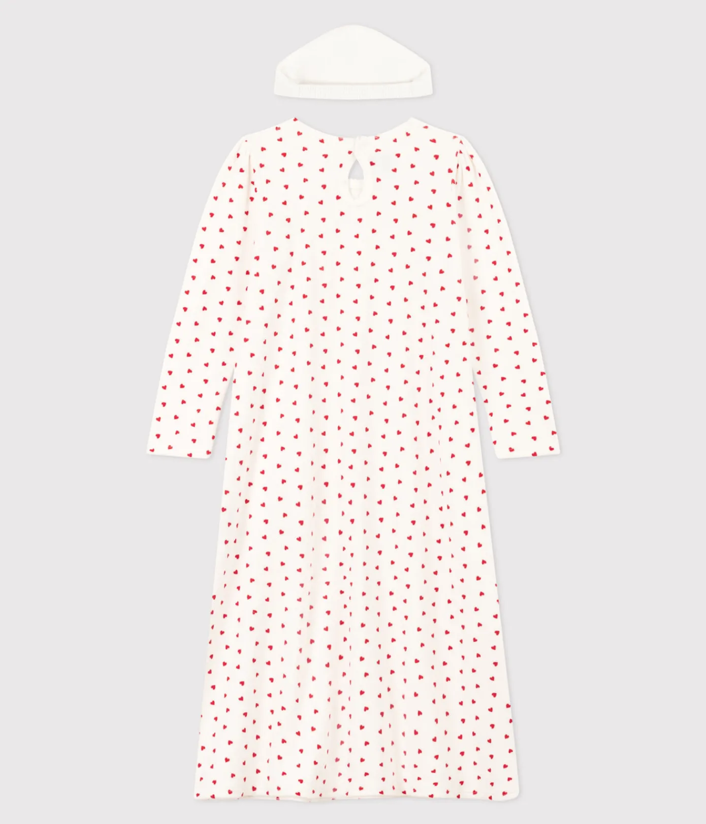 Petit Bateau Schlafanzüge, Nachthemden*Nachthemd aus Nicki und Tiara mit Herzmotiv für Mädchen weiss MARSHMALLOW/ROT TERKUIT