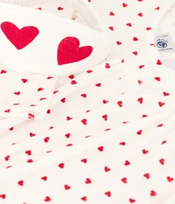 Petit Bateau Schlafanzüge, Nachthemden*Nachthemd aus Nicki und Tiara mit Herzmotiv für Mädchen weiss MARSHMALLOW/ROT TERKUIT