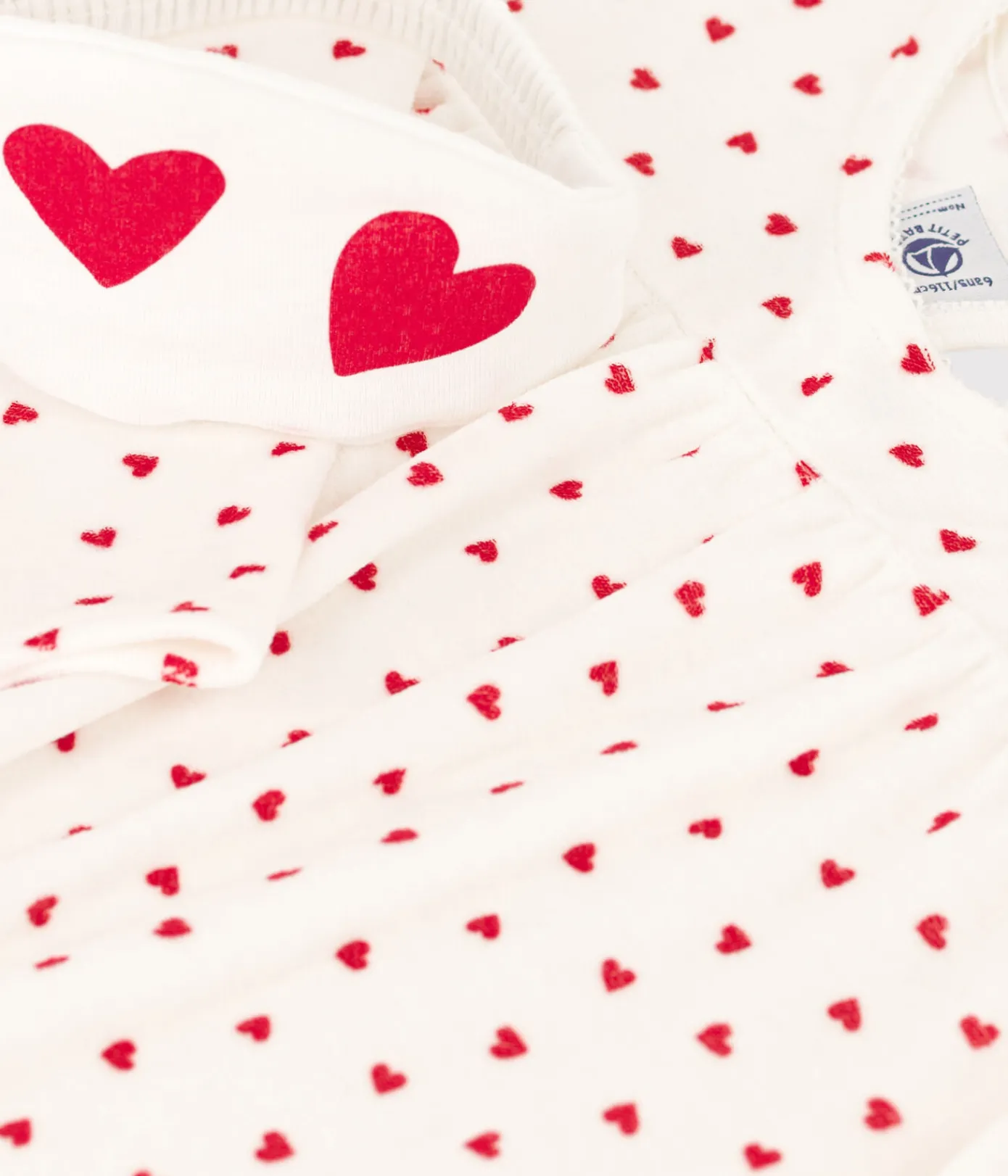 Petit Bateau Schlafanzüge, Nachthemden*Nachthemd aus Nicki und Tiara mit Herzmotiv für Mädchen weiss MARSHMALLOW/ROT TERKUIT