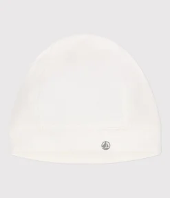 Petit Bateau Accessoires, Sonnenhüte, Caps|Newborn*Neugeborenen-Mützchen aus Rippstrick weiss MARSHMALLOW