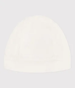Petit Bateau Accessoires, Sonnenhüte, Caps|Newborn*Neugeborenen-Mützchen aus Rippstrick weiss MARSHMALLOW