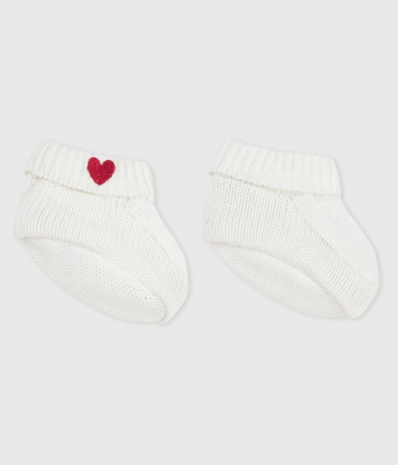 Petit Bateau Socken, Schühchen|Newborn*Newborn Baby-Schuhe aus Baumwollstrick weiss MARSHMALLOW