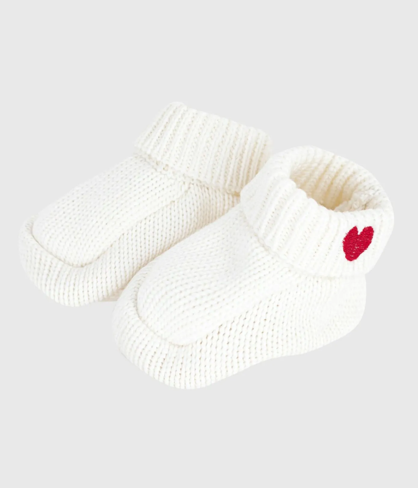 Petit Bateau Socken, Schühchen|Newborn*Newborn Baby-Schuhe aus Baumwollstrick weiss MARSHMALLOW