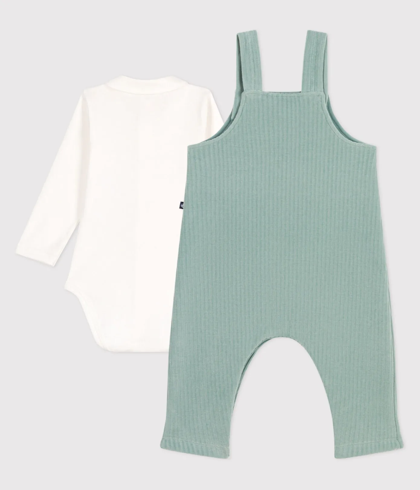 Petit Bateau Sets, Overalls & Latzhosen|Newborn*Newborn-Set Latzhose und bestickter Body aus Baumwolle grün PAUL