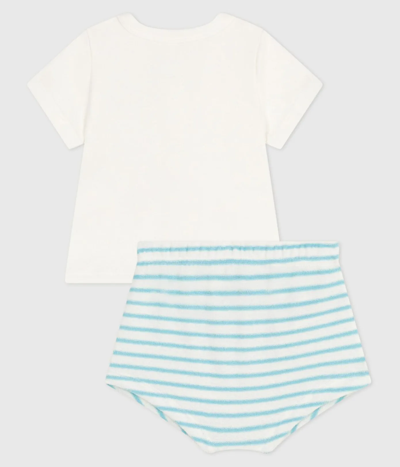 Petit Bateau Sets, Overalls & Latzhosen|Newborn*Newborn-Set Zweiteiler aus Baumwolle mit gestreiftem Unterteil blau MARSHMALLOW/ AQUATIC